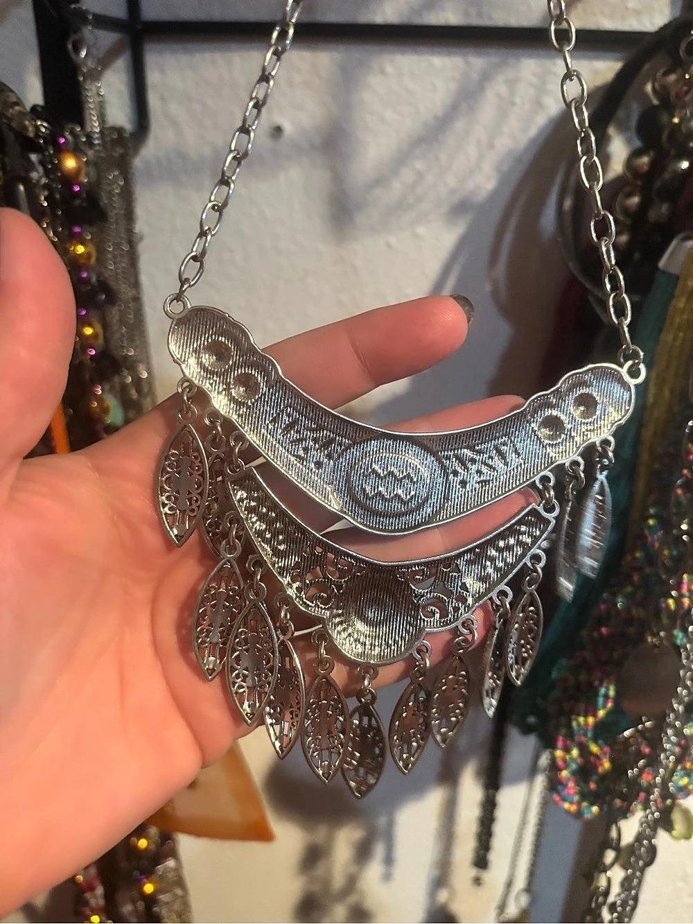 Silver-Tone Statement Pendant Necklace - Picture 3 of 3